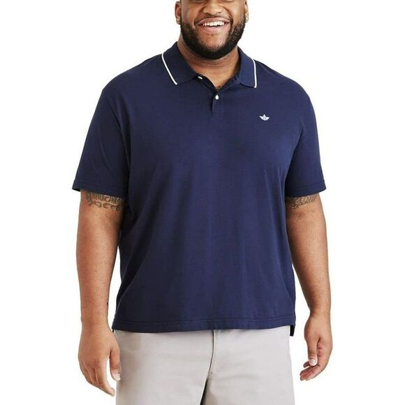 Dockers Mens Short Sleeve Perfect Performance Polo Navy w White Trim 2XL NEW - Picture 2 of 7